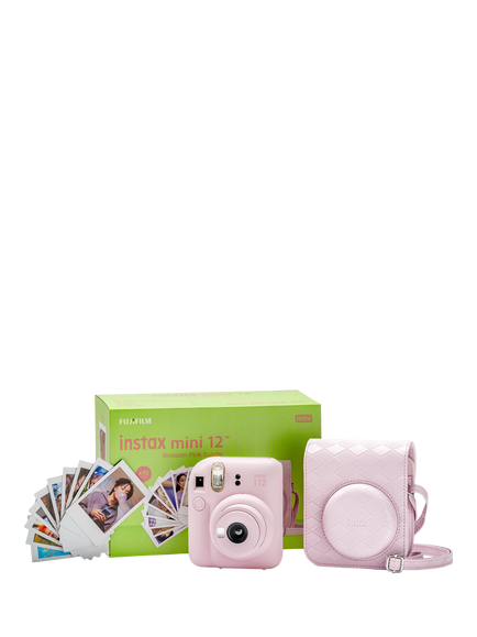 Fujifilm instax™ Mini 12 Instant Camera, Bundle with 10 Shots of Film & Case, Pink, Pink