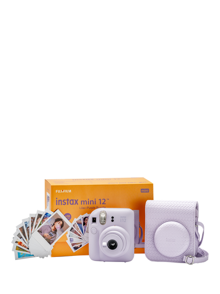 Fujifilm instax™ Mini 12 Instant Camera, Bundle with 10 Shots of Film & Case, Purple, Purple