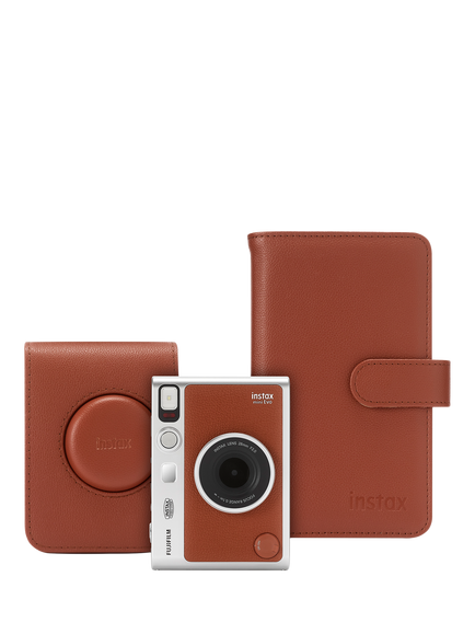 Fujifilm instax™ Mini Evo Instant Camera with Built-In Flash, Brown, Bundle with Case, Photo Album & instax™ Mini Film, 10 Shots - view 2, Brown