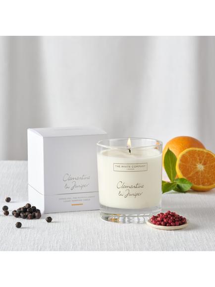 The White Company Clementine and Juniper Single Wick Candle, 210g - view 2, White