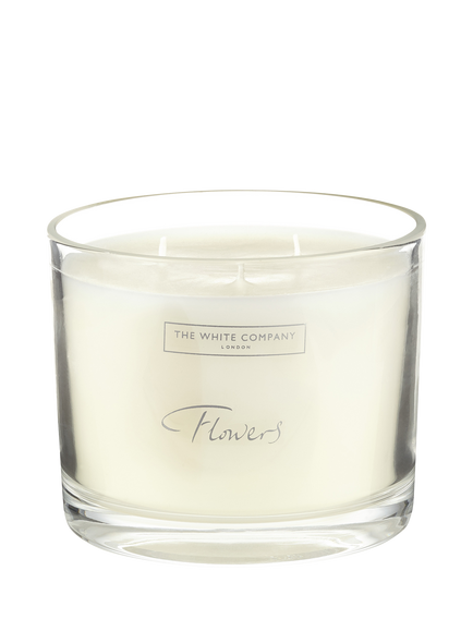 The White Company Flowers Large Candle, 770g, White