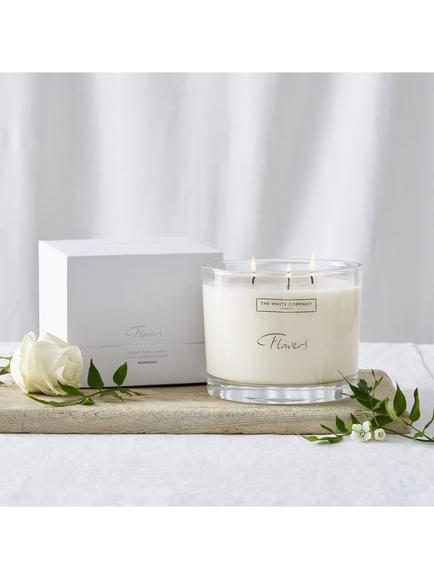 The White Company Flowers Large Candle, 770g - view 2, White