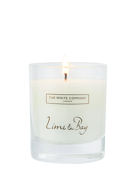 The White Company Lime and Bay Candle, 140g, White