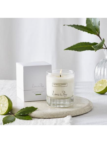 The White Company Lime and Bay Candle, 140g - view 2, White