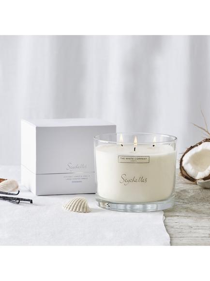 The White Company Seychelles Large Candle, 770g - view 2, White