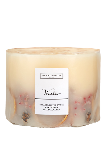 The White Company Winter Large Botanical Candle, White
