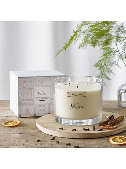 The White Company Winter Large Three Wick Candle, 770g - view 2, White