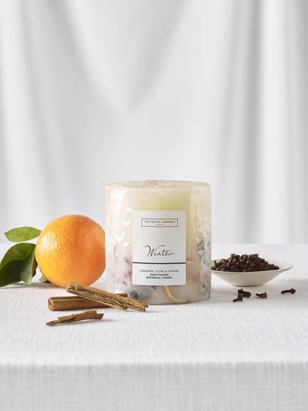 The White Company Winter Medium Botanical Candle, 725g - view 2, White