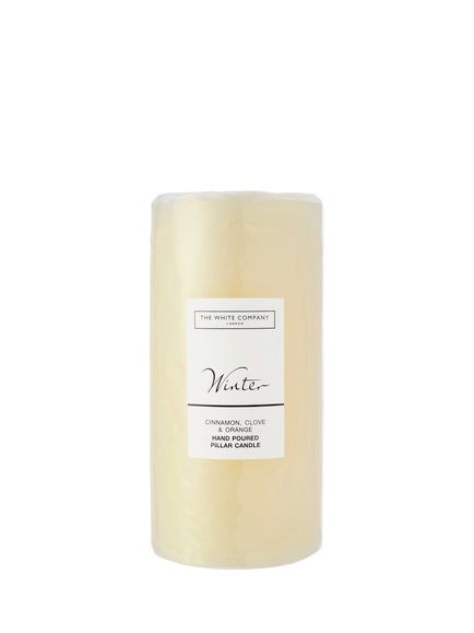 The White Company Winter Pillar Candle, 580g, White