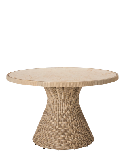 John Lewis OUTLET Haven Woven Round Garden Dining Table, 120cm, Like New, Sandstone, Stone
