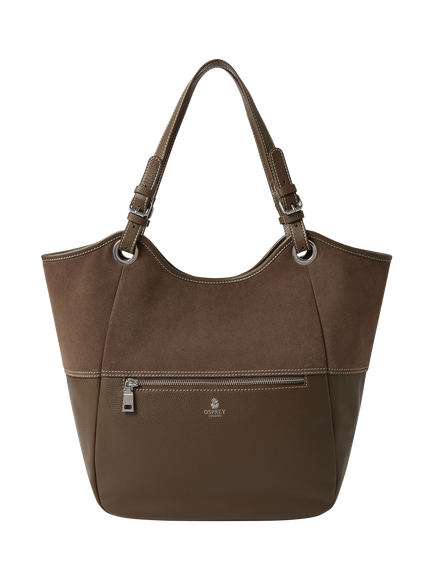 OSPREY LONDON Luxe Woodstock Tote Bag, Dark Truffle, Dark Truffle