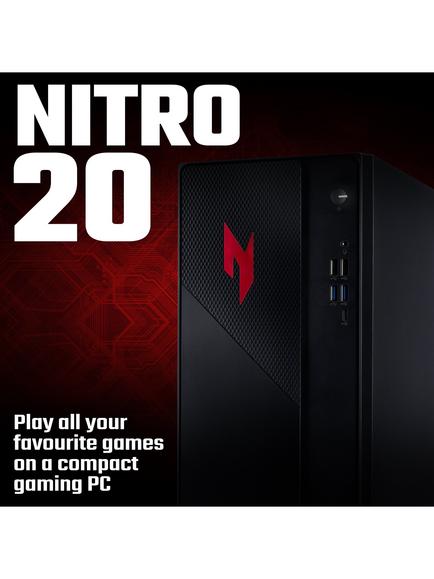 Acer Nitro 20 Desktop Gaming PC, Intel Core 5 Processor, 16GB RAM, RTX 5060, 512GB SSD, Black - view 2, Black