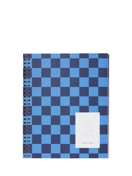 NOTEM NELA Large Wire-Bound Soft Cover Notebook, Blue Check, Multi