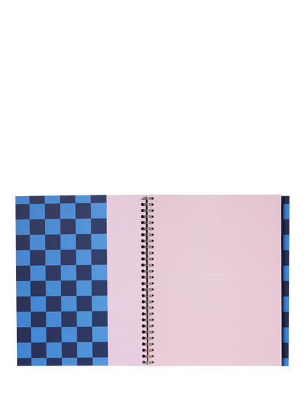 NOTEM NELA Large Wire-Bound Soft Cover Notebook, Blue Check - view 2, Multi