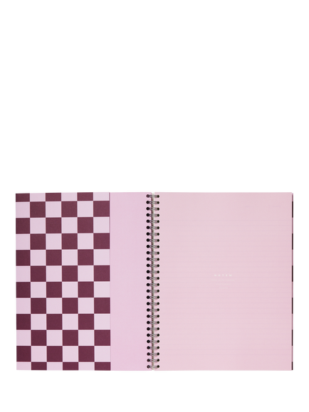NOTEM NELA Large Wire-Bound Soft Cover Notebook, Bordeaux Check - view 2, Multi