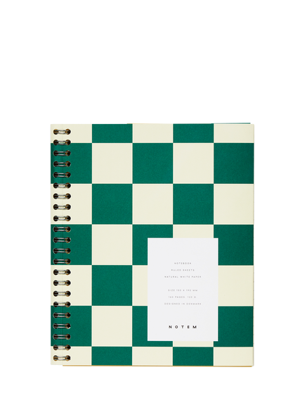 NOTEM NELA Medium Wire-Bound Soft Cover Notebook, Green Check, Multi