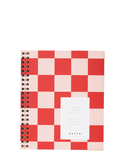 NOTEM NELA Medium Wire-Bound Soft Cover Notebook, Orange Check, Multi