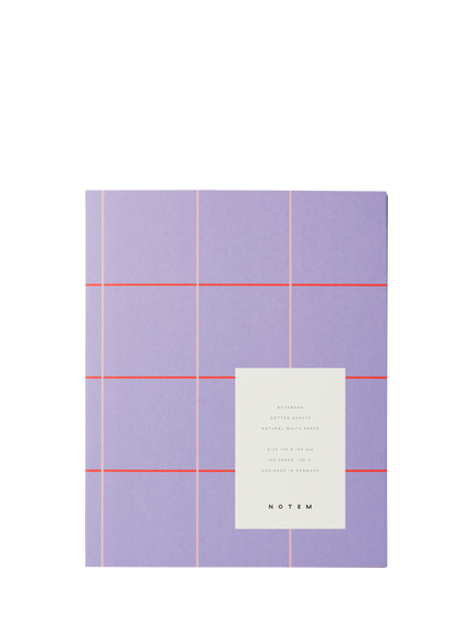 NOTEM UMA Medium Sewn-Bound Soft Cover Notebook with Lined Pages, Lavender Check, Multi