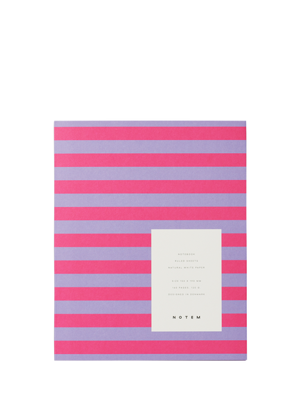 NOTEM UMA Medium Sewn-Bound Soft Cover Notebook with Lined Pages, Lavender Stripe, Multi