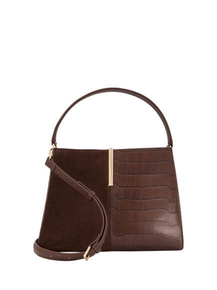 Dune London Destined Leather Medium Multi Strap Shoulder Bag, Brown, Brown