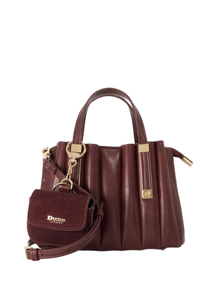 Dune London Dinkdolly Mini Pleated Tote Bag, Burgundy, Burgundy