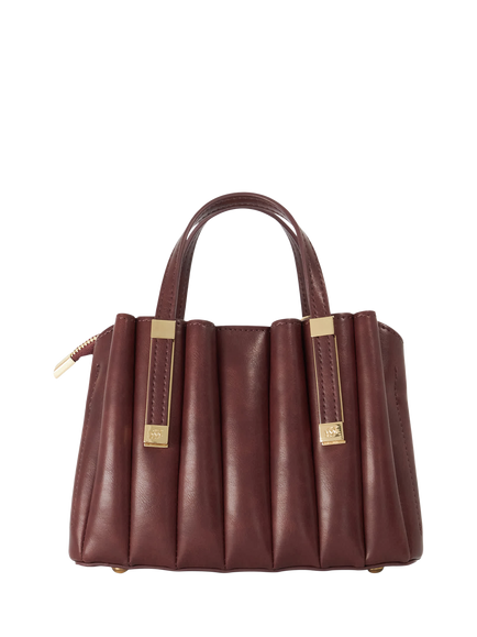 Dune London Dinkdolly Mini Pleated Tote Bag, Burgundy - view 2, Burgundy