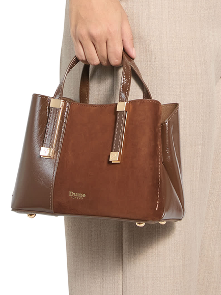 Dune London Dinkydorry Synthetic Handbag, Brown - view 2, Brown