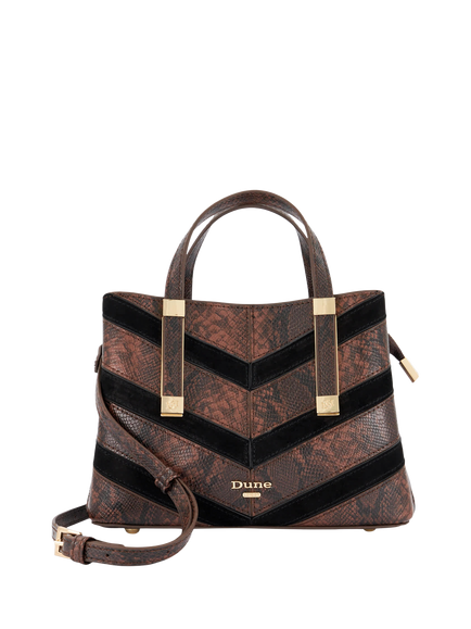 Dune London Dinkydorry Synthetic Handbag, Brown/Reptile, Brown/Reptile