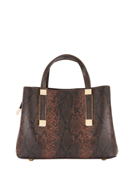 Dune London Dinkydorry Synthetic Handbag, Brown/Reptile - view 2, Brown/Reptile