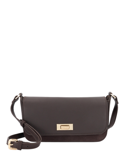 Dune London Discreet Leather Crossbody Bag, Dark Brown, Dark Brown