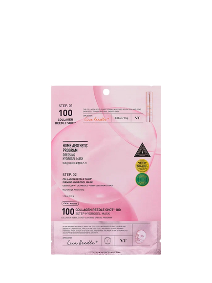 VT Cosmetics Collagen Reedle Shot 100 2-Step Hydrogel  Facial Mask, x 1, Clear
