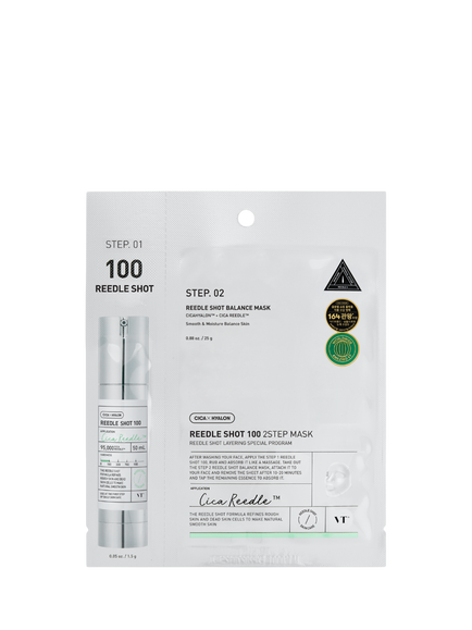 VT Cosmetics Reedle Shot 100 2-Step Facial Mask, x 1, Clear