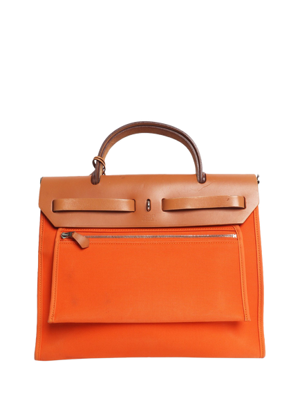 Pre-loved Hermès 2014 Canvas Herbag 31 Shoulder Bag, Orange - view 2, Orange