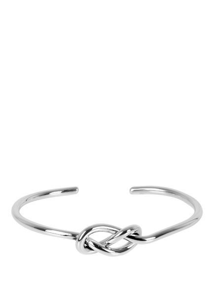 Andea Sterling Silver Large Double Knot Half Bangle, Silver