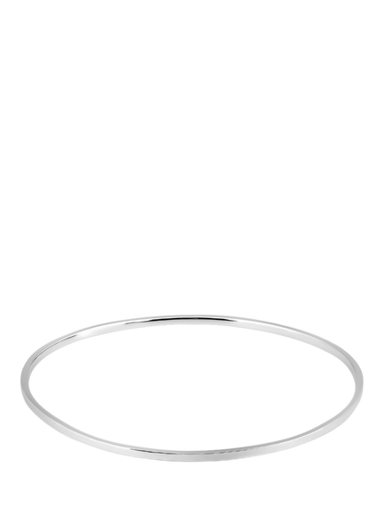 Andea Sterling Silver Thin Solid Hammered Bangle, Silver