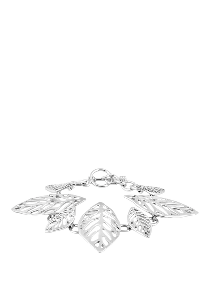 Andea Sterling Silver Sculptured Leaf Bracelet, Silver