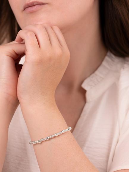 Andea Sterling Silver Slinky Ring and Ball Bracelet - view 2, Silver