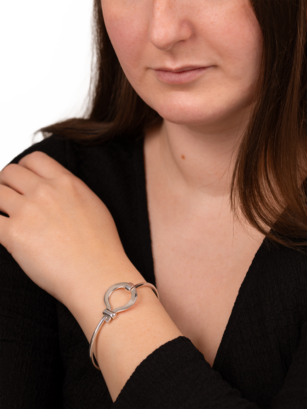 Andea Sterling Silver Large Loop Link Bangle - view 2, Silver