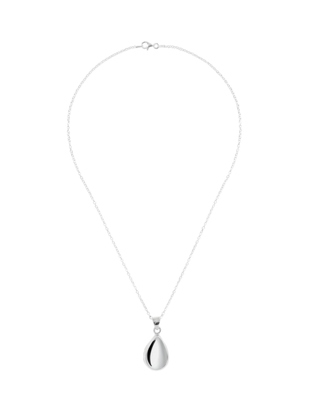 Andea Sterling Silver Polished Teardrop Pendant Necklace, Silver