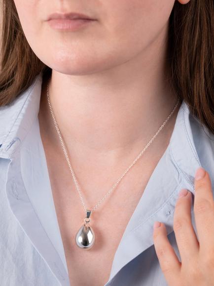 Andea Sterling Silver Polished Teardrop Pendant Necklace - view 2, Silver