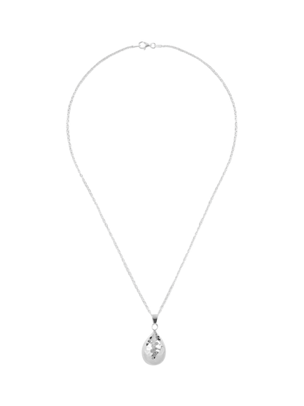 Andea Sterling Silver Hammered Teardrop Pendant Necklace, Silver