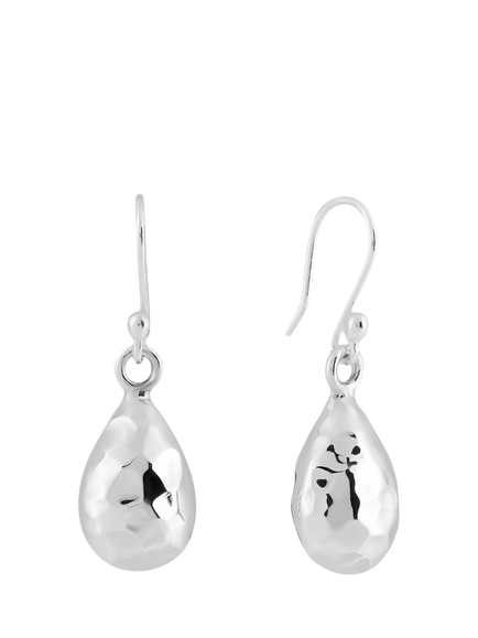 Andea Sterling Silver Hammered Teardrop Earrings, Silver