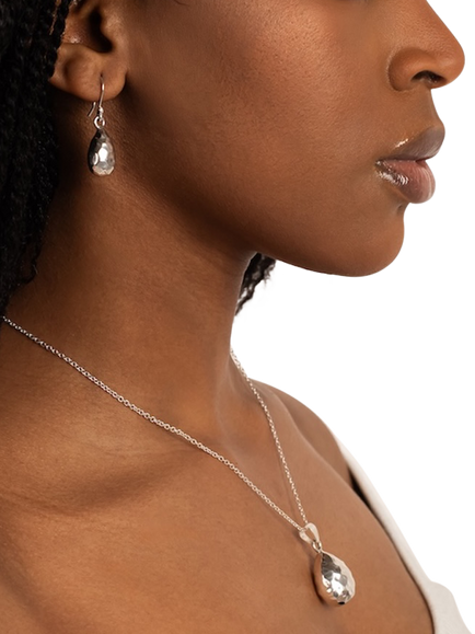 Andea Sterling Silver Hammered Teardrop Earrings - view 2, Silver
