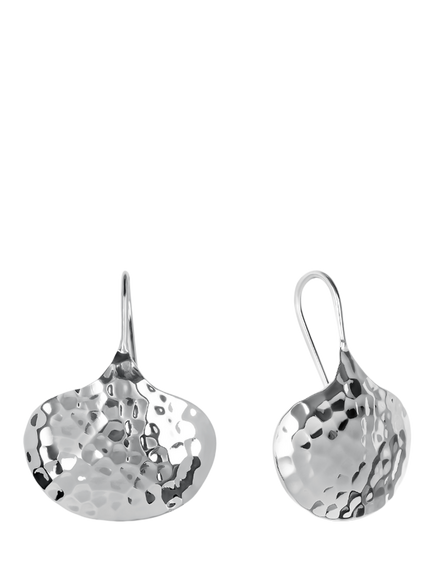 Andea Sterling Silver Hammered Drop Earrings, Silver
