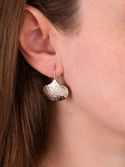 Andea Sterling Silver Hammered Drop Earrings - view 2, Silver