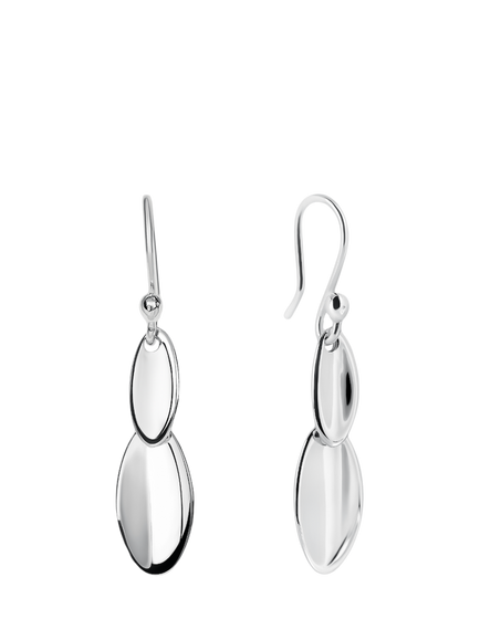 Andea Sterling Silver Oval Drop Earrings, Silver