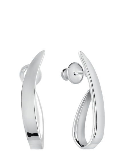Andea Sterling Silver Curve Loop Earrings, Silver