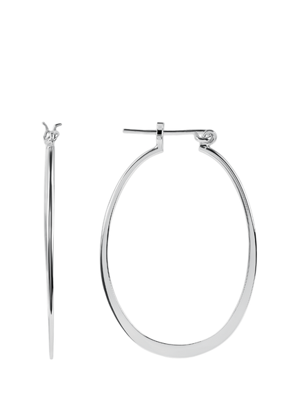 Andea Sterling Silver Large Oval Hoop Earrings, Silver