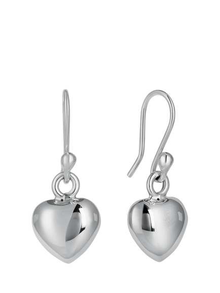 Andea Sterling Silver Polished Heart Earrings, Silver
