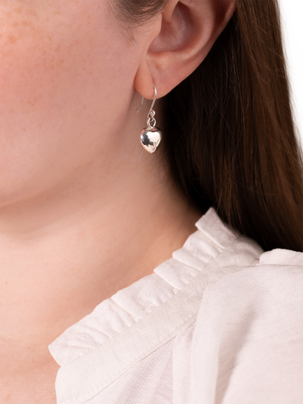 Andea Sterling Silver Polished Heart Earrings - view 2, Silver